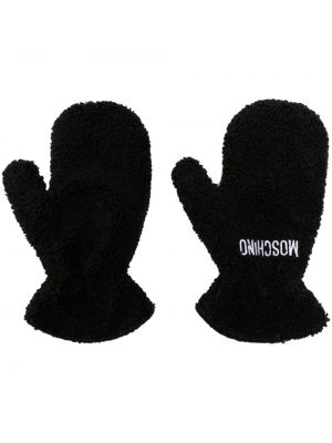 Haftowane rękawiczki Moschino czarne