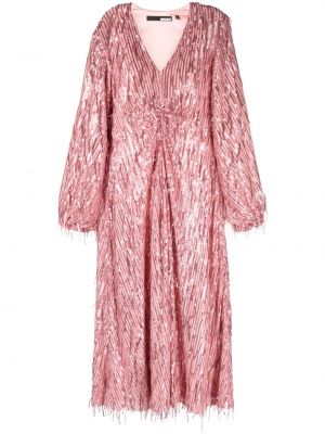 Μάξι φόρεμα με παγιέτες Rotate ροζ