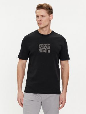 Slim fit priliehavé tričko Calvin Klein čierna