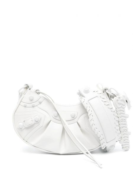Δερμάτινη τσάντα ώμου Balenciaga λευκό
