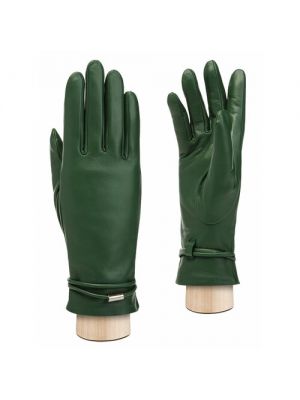 Перчатки ELEGANZZA, демисезон/зима, натуральная кожа, подкладка, 8 зеленый