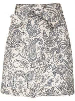 Pamučna mini suknja s printom s paisley uzorkom Etro bijela