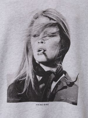 Chemise en coton à capuche à imprimé Anine Bing gris