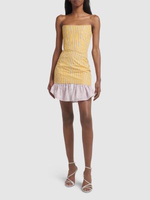 Pruhované bavlněné mini šaty Dsquared2 žluté