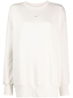 Haftowana bluza z okrągłym dekoltem Nike beżowa