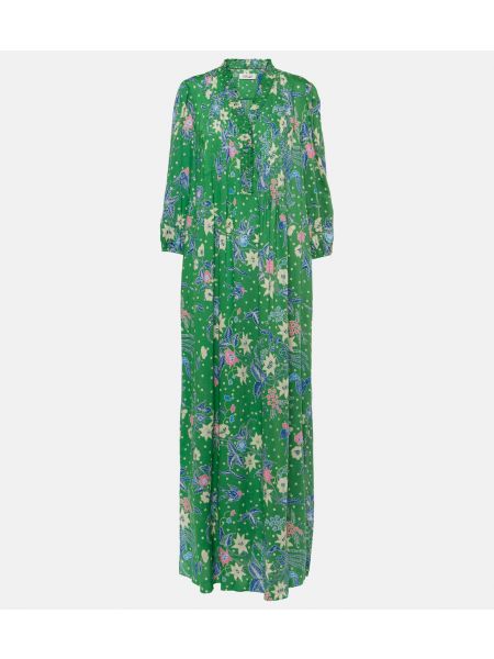Длинное платье с принтом из джерси Diane Von Furstenberg Зеленое