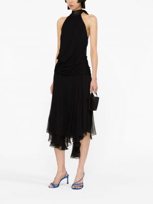 Jedwabna sukienka midi szyfonowa drapowana Alberta Ferretti czarna