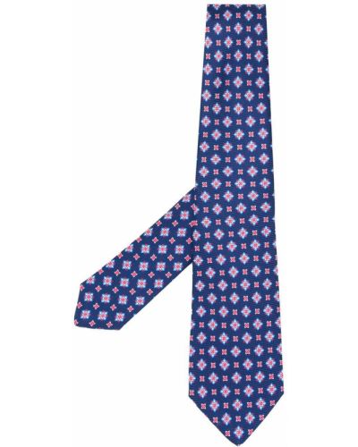 Corbata con bordado con estampado geométrico Kiton azul