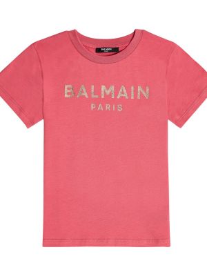 Jersey bomull t-skjorte for jenter Balmain Kids rød