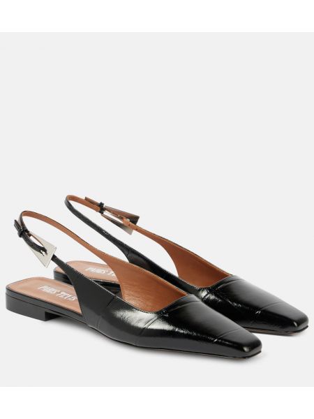 Slingback læder ballerinaer Paris Texas sort