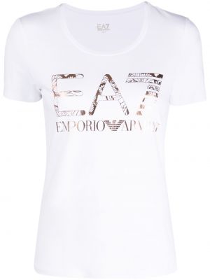 Majica s printom Ea7 Emporio Armani bijela