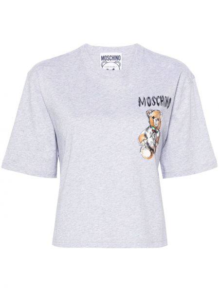 Bavlnené tričko s potlačou Moschino sivá