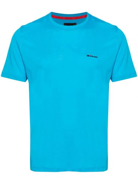 T-shirt brodé en coton Kiton bleu