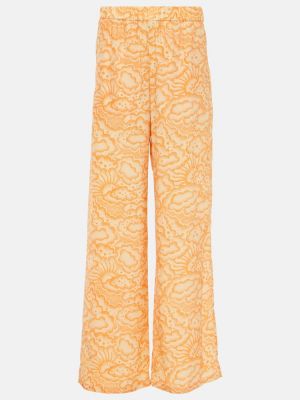 Pantaloni de mătase Stella Mccartney portocaliu