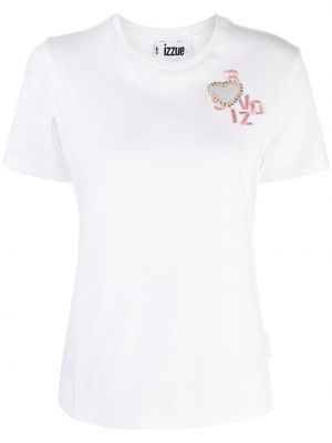 Bavlněné tričko s výšivkou Izzue bílé