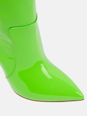 Stivali di gomma di pelle in pelle verniciata Paris Texas verde