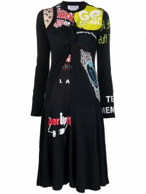 Ίσιο φόρεμα με σχέδιο Marine Serre μαύρο