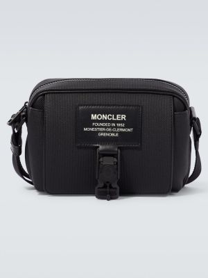 Usnjena crossbody torbica Moncler črna