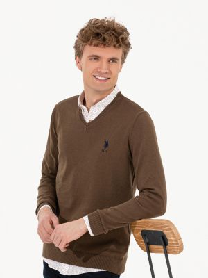 Пуловер U.s. Polo коричневый