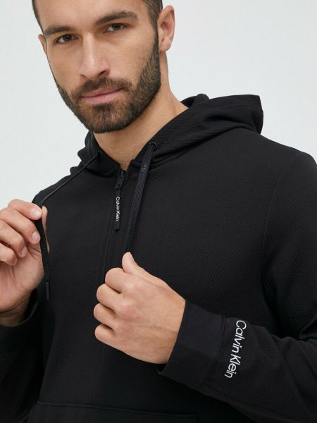 Calvin Klein Performance edzős pulóver Effect fekete, sima, kapucnis