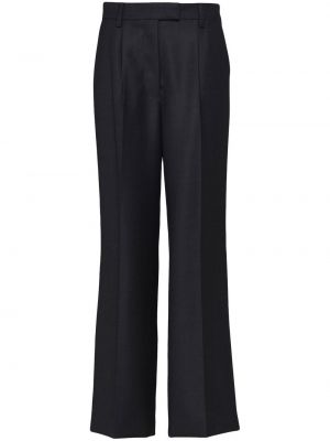 Vlněné rovné kalhoty Prada šedé
