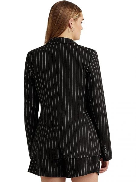 Льняной пиджак в полоску Lauren Ralph Lauren черный
