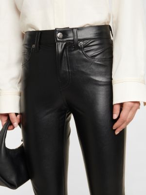 Kožené kalhoty z imitace kůže Veronica Beard černé