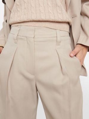 Pantalon droit en laine Brunello Cucinelli beige