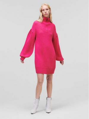 Laza szabású kötött ruha Karl Lagerfeld rózsaszín