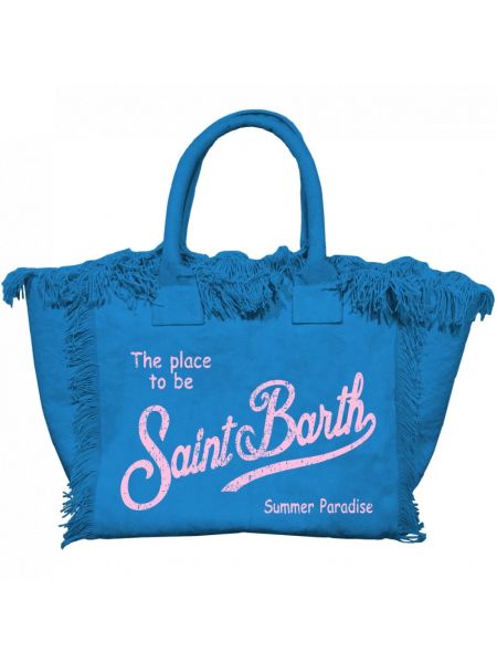 Shopperka z frędzli Mc2 Saint Barth niebieska