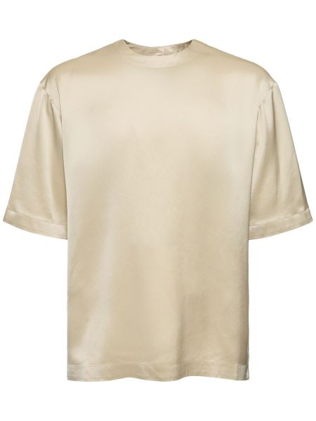 Saténové tričko Nanushka béžová