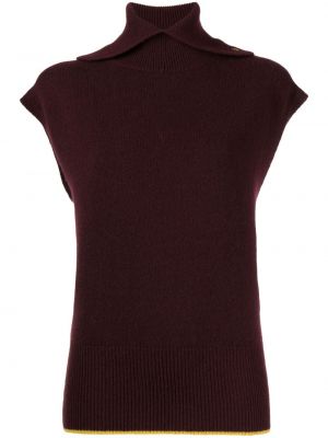Sweter bez rękawów Victoria Beckham brązowy