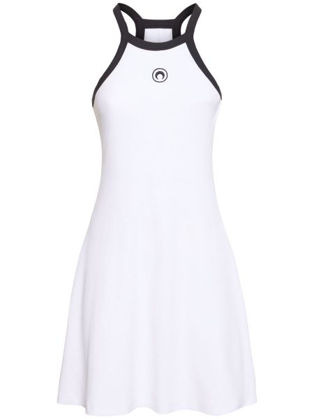 Mini vestido de algodón Marine Serre blanco