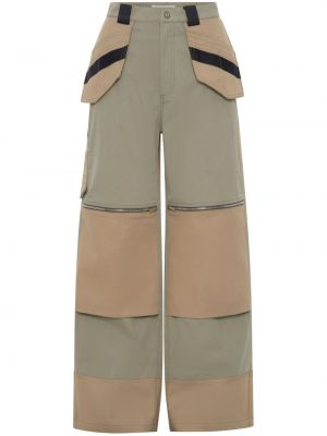 Rovné kalhoty s knoflíky z nylonu na zip Dion Lee - zelená