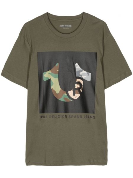 Βαμβακερή μπλούζα True Religion πράσινο