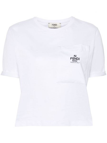 Broderet t-shirt Fendi hvid