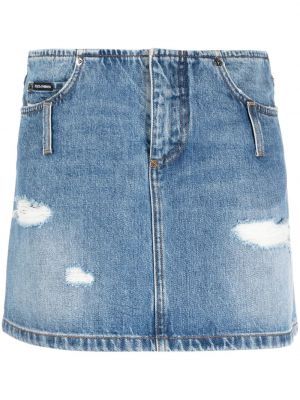 Spódnica jeansowa z przetarciami Dolce And Gabbana niebieska
