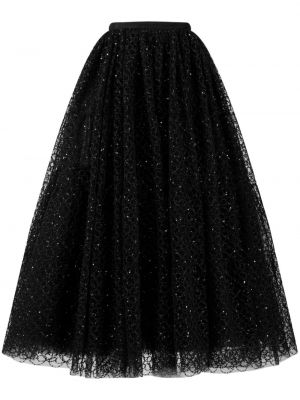 Siuvinėtas sijonas iš tiulio su kristalais Giambattista Valli juoda