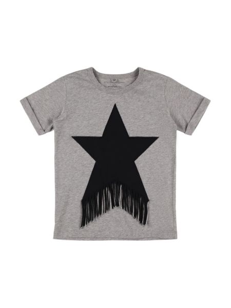 Jersey bomull frynser t-skjorte for jenter Stella Mccartney Kids grå