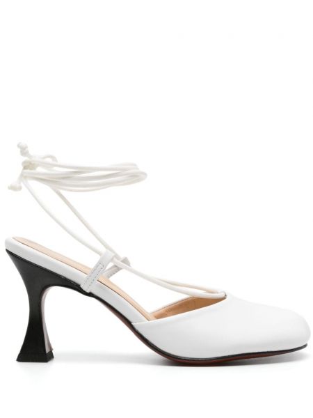 Кожени полуотворени обувки Manu Atelier бяло