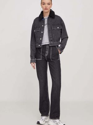 Proste jeansy z wysoką talią Karl Lagerfeld Jeans czarne