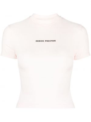 Памучна тениска с принт Heron Preston розово