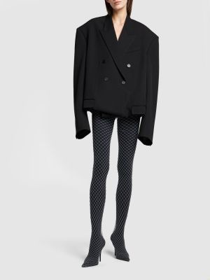 Νάιλον παντελόνι από διχτυωτό Balenciaga μαύρο