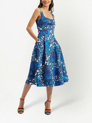 Midi šaty s potiskem La Doublej modré