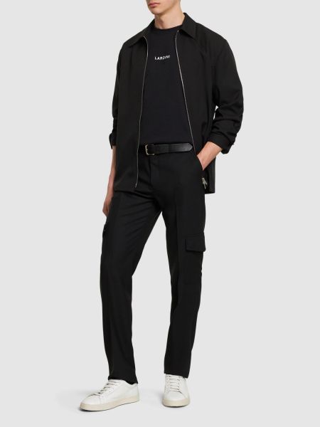 Vlněné cargo kalhoty Lardini černé