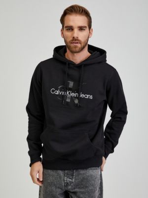 Hanorac cu glugă Calvin Klein Jeans negru