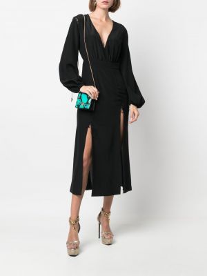 Jedwabna sukienka midi Roberto Cavalli czarna