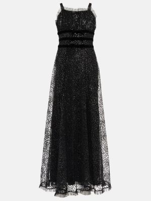 Sukienka długa tiulowa Rodarte czarna