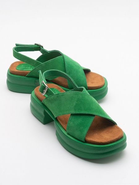 Sandały zamszowe skórzane Luvishoes zielone