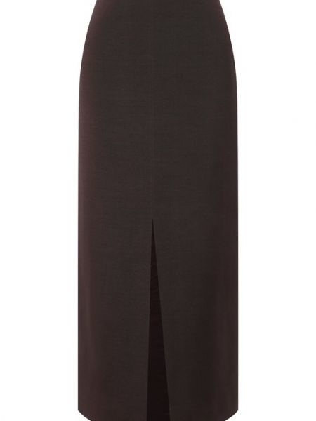 Шелковая шерстяная юбка Valentino коричневая